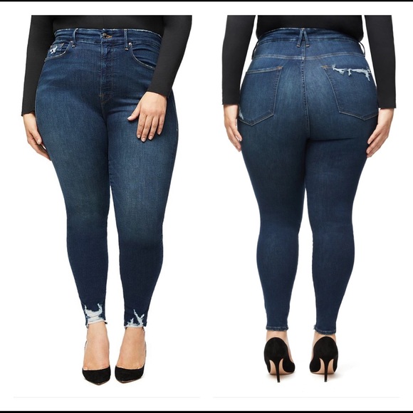 NWT Good American Good Waist Distressed Frayed Hem Skinny Denim Jeans Plus Size - Picture 2 of 8